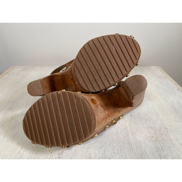 Tory Burch Widdieanne Woven Leather Wood Heel Clog Boho‎ Women's Size 7 - Picture 8 of 8